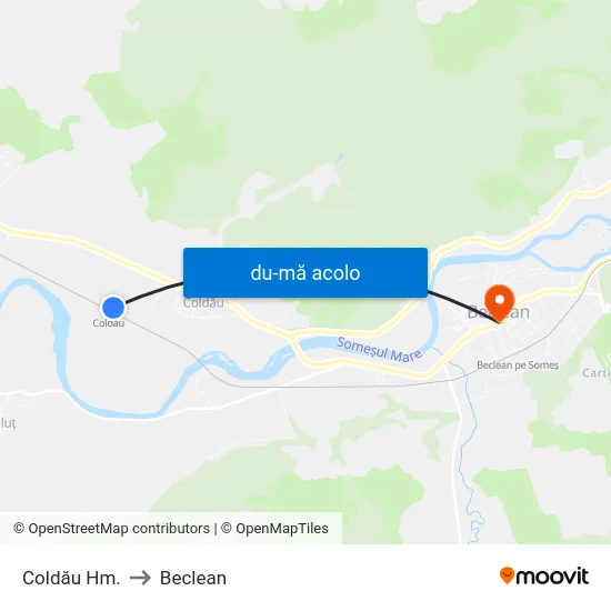 Harta de Coldău Hm. către Beclean