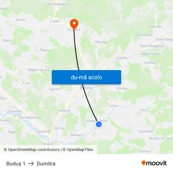 Harta de Buduș 1 către Dumitra