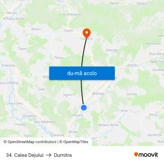 Harta de 34. Calea Dejului către Dumitra