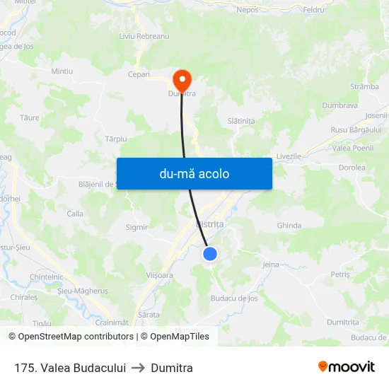 Harta de 175. Valea Budacului către Dumitra