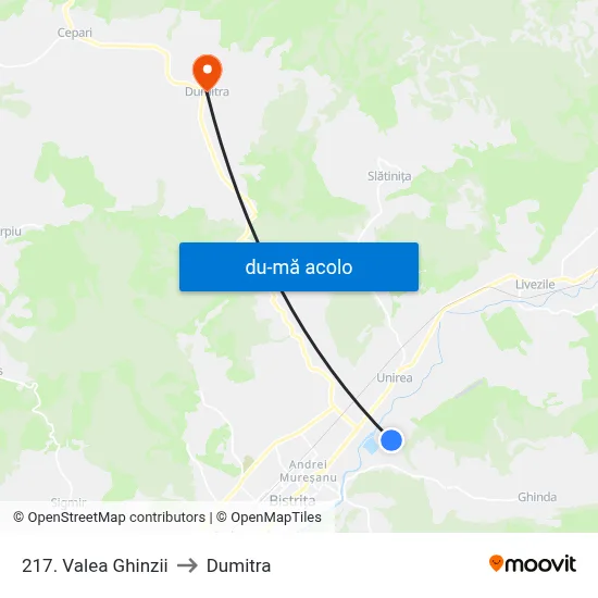 Harta de 217. Valea Ghinzii către Dumitra