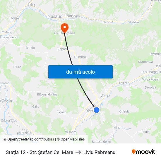 Harta de Stația 12 - Str. Ștefan Cel Mare către Liviu Rebreanu