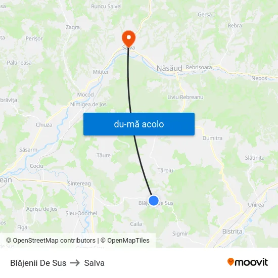 Harta de Blăjenii De Sus către Salva