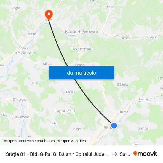 Harta de Stația 81 - Bld. G-Ral G. Bălan / Spitalul Județean către Salva