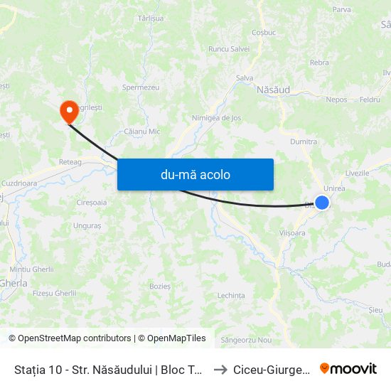 Harta de Stația 10 - Str. Năsăudului | Bloc Turn către Ciceu-Giurgești