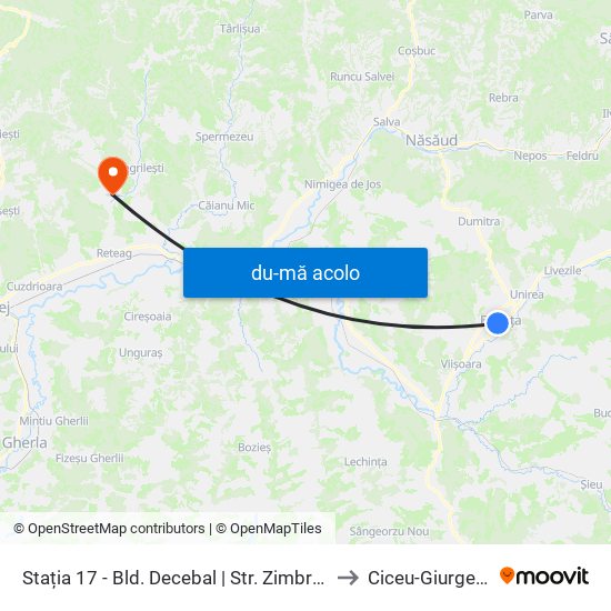 Harta de Stația 17 - Bd. Decebal | Str. Zimbrului către Ciceu-Giurgești