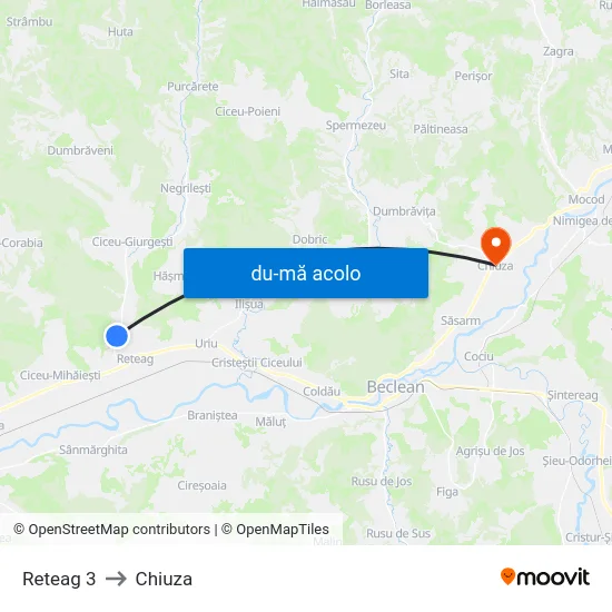 Harta de Reteag 3 către Chiuza