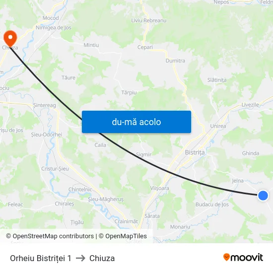 Harta de Orheiu Bistriței 1 către Chiuza