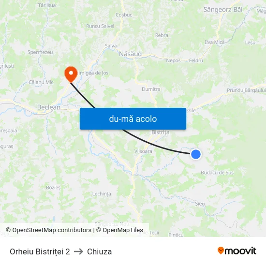Harta de Orheiu Bistriței 2 către Chiuza