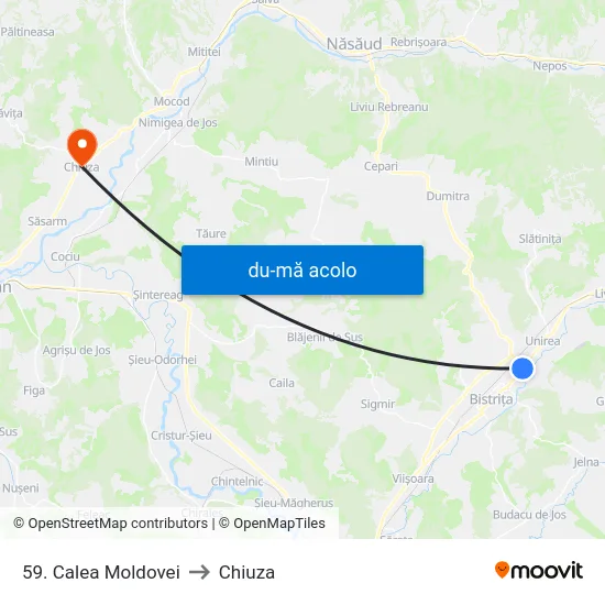 Harta de 59. Calea Moldovei către Chiuza