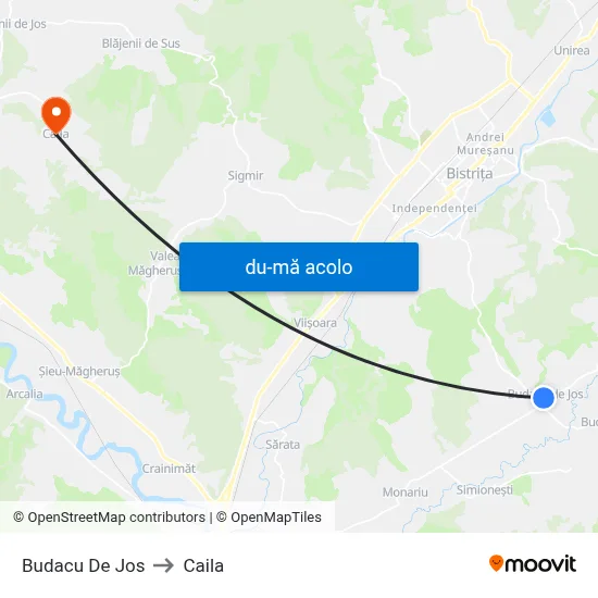 Harta de Budacu De Jos către Caila