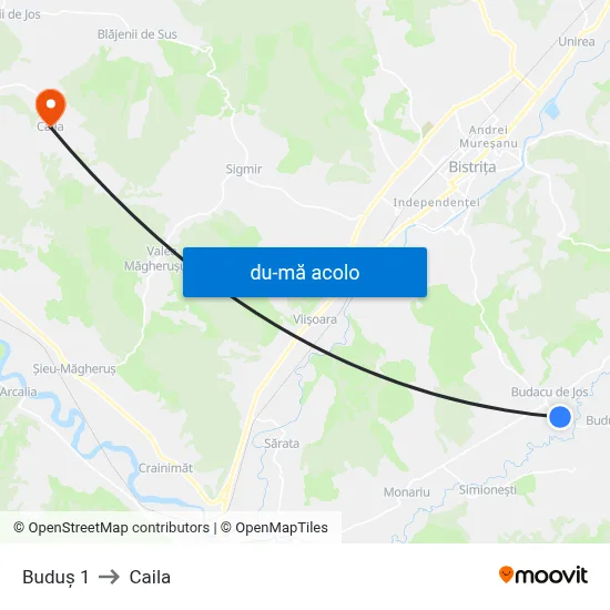 Harta de Buduș 1 către Caila