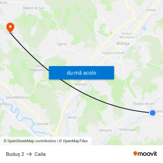 Harta de Buduș 2 către Caila