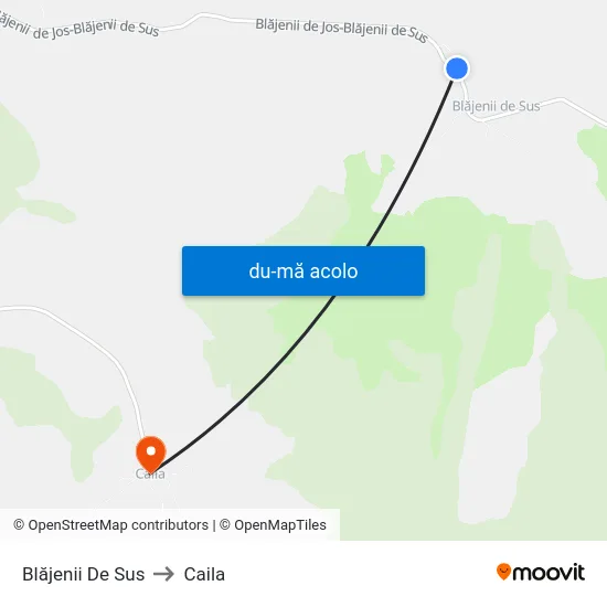 Harta de Blăjenii De Sus către Caila