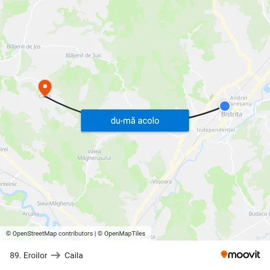 Harta de 89. Eroilor către Caila