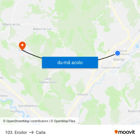 Harta de 103. Eroilor către Caila