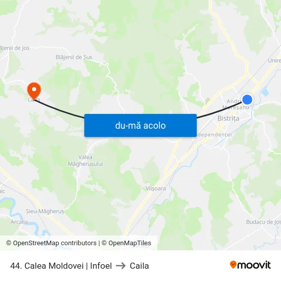 Harta de 44. Calea Moldovei | Infoel către Caila