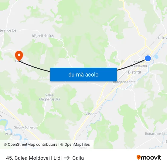 Harta de 45. Calea Moldovei | Lidl către Caila