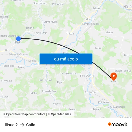 Harta de Ilișua 2 către Caila