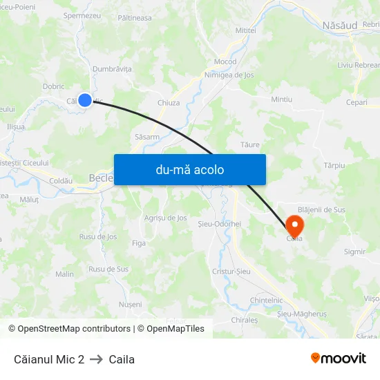 Harta de Căianul Mic 2 către Caila