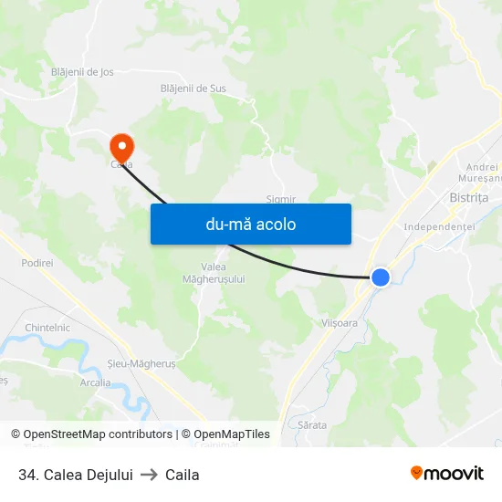 Harta de 34. Calea Dejului către Caila