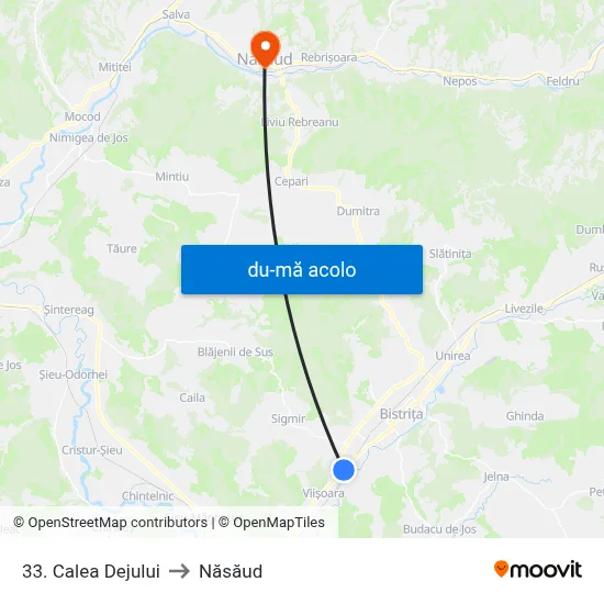 Harta de 33. Calea Dejului către Năsăud