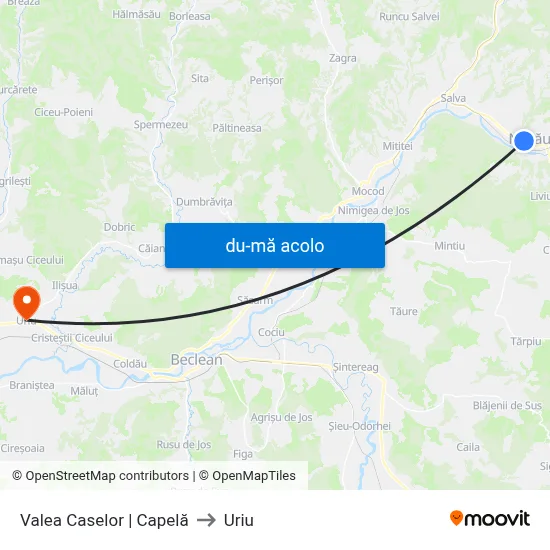 Harta de Valea Caselor | Capelă către Uriu