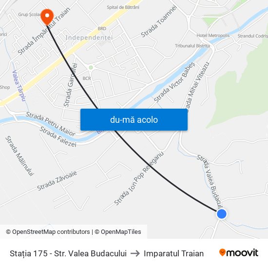 Harta de Stația 175 - Str. Valea Budacului către Imparatul Traian