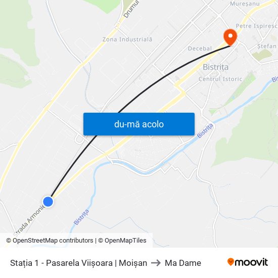 Harta de Stația 1 - Pasarela Viișoara | Moișan către Ma Dame