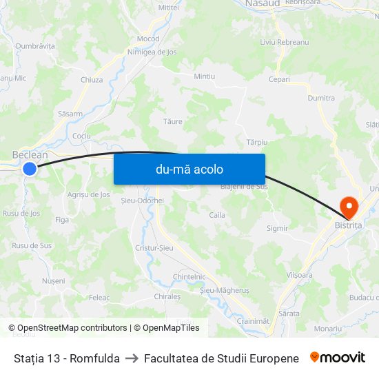 Harta de Stația 13 - Romfulda către Facultatea de Studii Europene