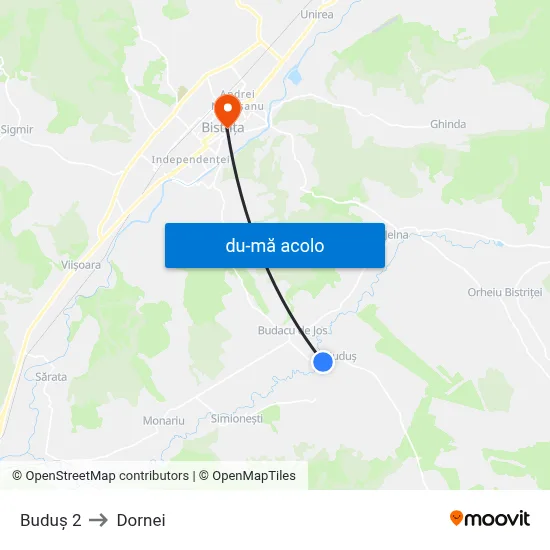 Harta de Buduș 2 către Dornei