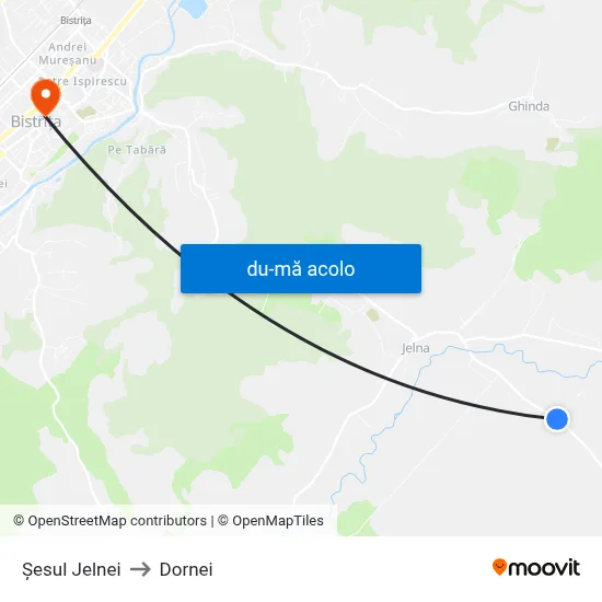Harta de Șesul Jelnei către Dornei