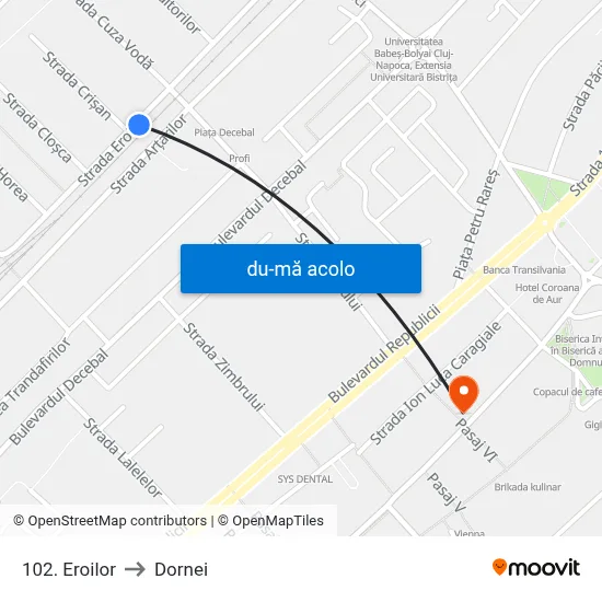 Harta de 102. Eroilor către Dornei