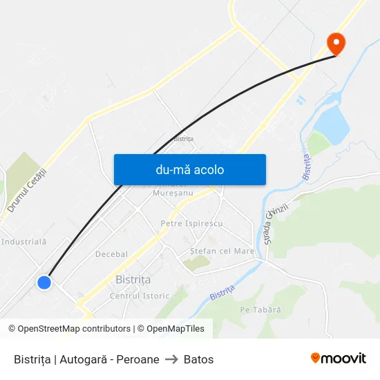 Harta de Bistrița | Autogară - Peroane către Batos