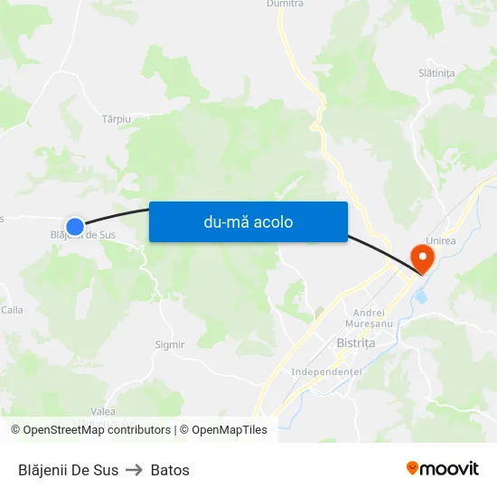 Harta de Blăjenii De Sus către Batos