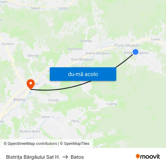 Harta de Bistriţa Bârgăului Sat H. către Batos