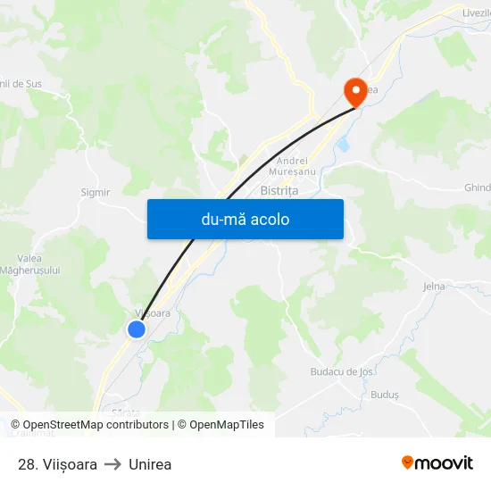 Harta de 28. Viișoara către Unirea
