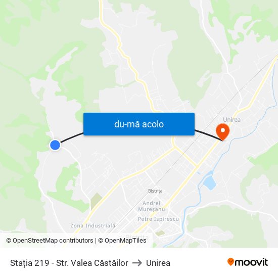 Harta de Stația 219 - Str. Valea Căstăilor către Unirea