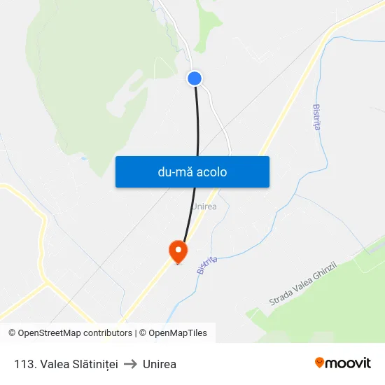 Harta de 113. Valea Slătiniței către Unirea