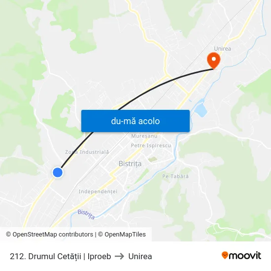 Harta de 212. Drumul Cetății | Iproeb către Unirea