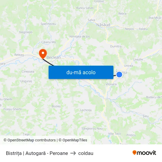 Harta de Bistrița | Autogară - Peroane către coldau