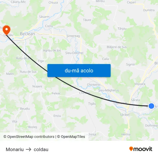 Harta de Monariu către coldau