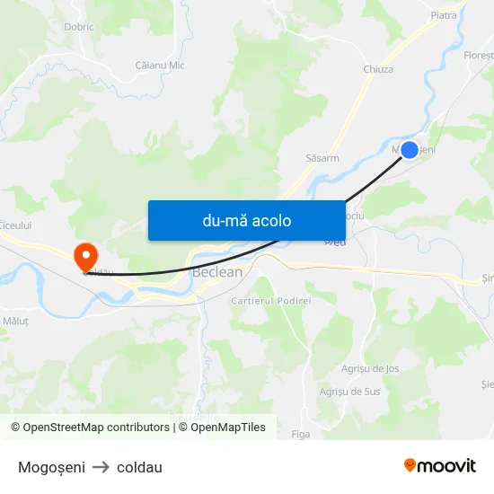 Harta de Mogoșeni către coldau