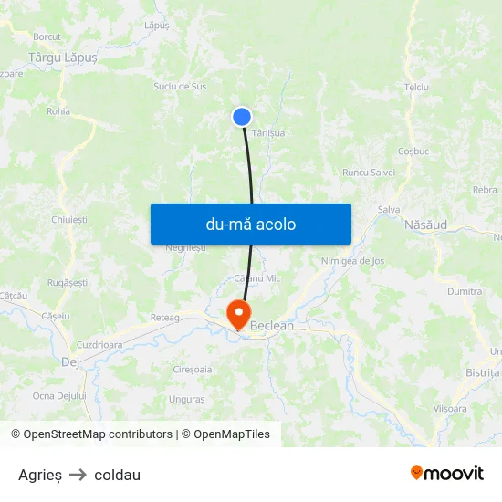 Harta de Agrieș către coldau