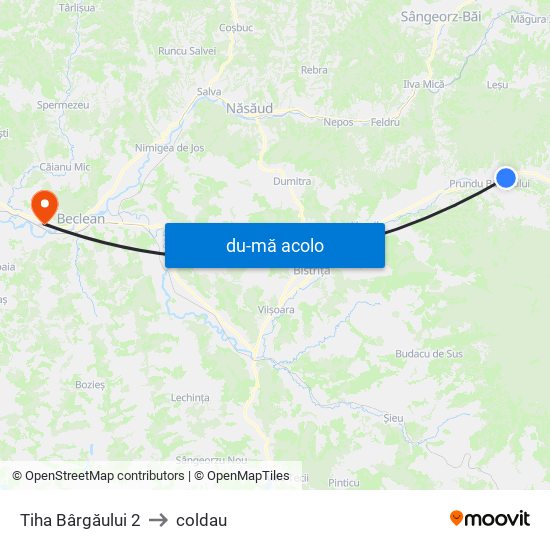 Harta de Tiha Bârgăului 2 către coldau