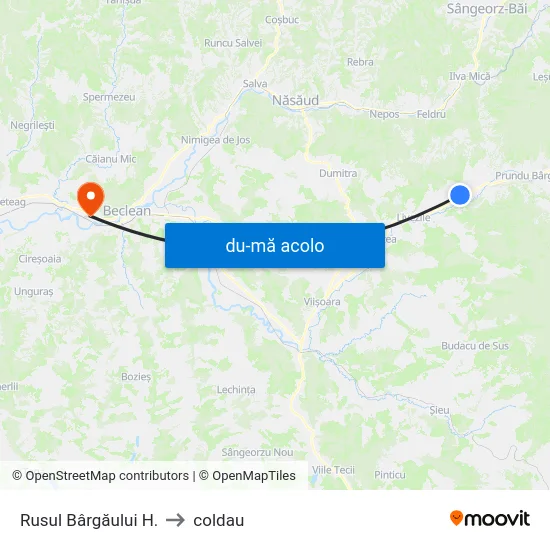 Harta de Rusul Bârgăului H. către coldau