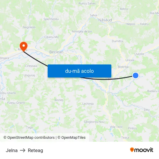 Harta de Jelna către Reteag