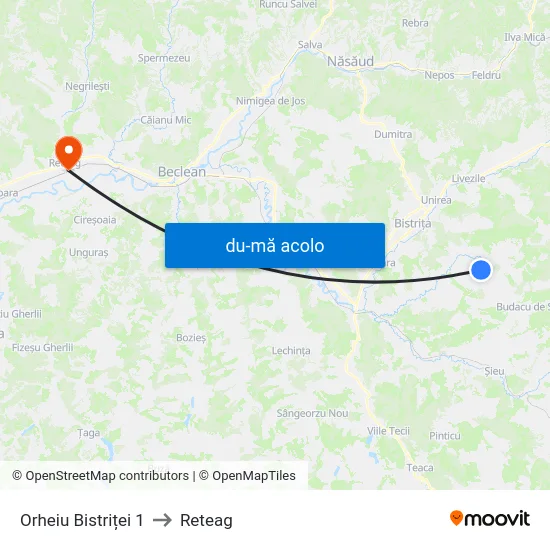 Harta de Orheiu Bistriței 1 către Reteag