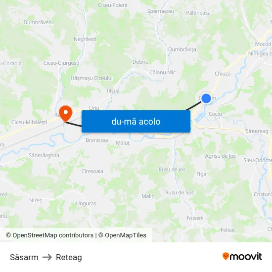Harta de Săsarm către Reteag