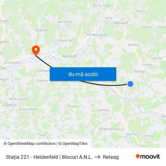 Harta de Stația 221 - Heidenfeld | Blocuri A.N.L. către Reteag
